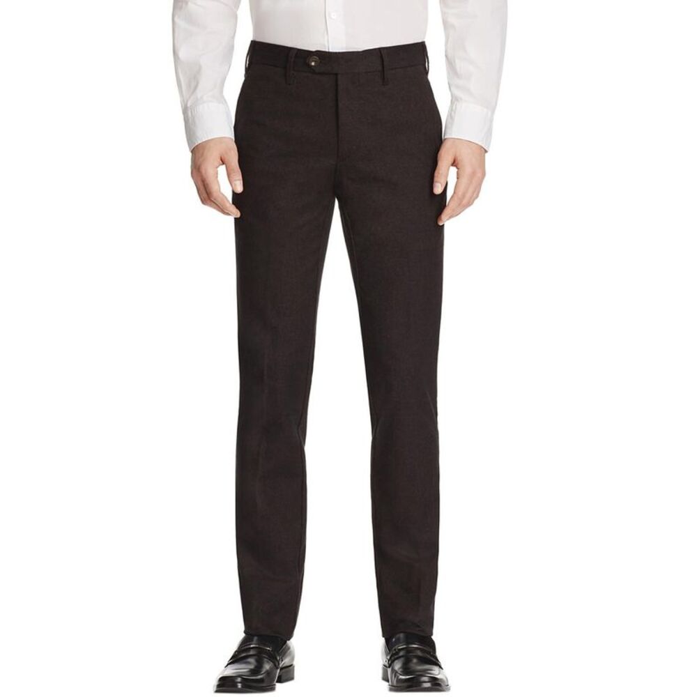 Valentini Mens Slim Fit Twill Melange Trousers 40 Brown Pants - NWT $295